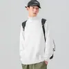 Suéter de cuello alto para hombre primavera base simple manga larga otoño e invierno superior holgado casual suéter de color liso