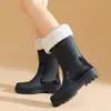 Botas de Lluvia de Media Pantorrilla de Moda para Adultos, Botas de Lluvia para Mujer, Nuevas Resistentes al Desgaste, Impermeables, de Terciopelo, Antideslizantes, Zapatos de Agua, Zapatos de Goma para Cocina
