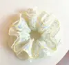 Scrunchie Floral de Renda Doce de Verão, Prendedor de Cabelo de Camadas Altas Estilo Coreano, Acessório para Coque, Elástico