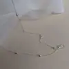 Collar Sencillo de Plata de Ley 925 con Forma de Frijol Plateado para Mujer Cadena para Clavícula con Perlas de Oliva y Grano de Arroz Diseño de Nicho Cadena Lisa Estilo Frío