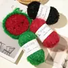 Paño de cocina estilo coreano con hilo brillante, bolsa de ganchillo DIY hecha a mano, muñeca con borla de fresa, hilo dorado brillante