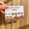 Pendientes Retro de Mujer con Forma de Corazón Trenzado Geométricos Perla Moda Elegante Set de 11 Pendientes Más Vendidos Transfronterizos Europeos y Americanos