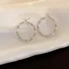 Pendientes de Aro Geométricos con Pasador de Plata Estilo Simple Europeo y Americano, Pendientes Versátiles Casuales Personalizados, Pendientes de Moda de Gama Alta Nicho