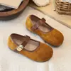 Sapatos de couro femininos estilo coreano, novo modelo primavera e outono 2026, sapatos單 de camurça macia para crianças com estampa de leopardo, sapatos de princesa para atividades ao ar livre para meninas