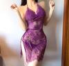 Yue Minman Talla Grande Lencería Sexy Femenina Sexy Encaje Falda Suspensorio Encaje Camisón Uniforme Púrpura Tentación Pijama