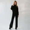 Conjunto de Suéter de Punto de Color Sólido con Cuello Alto y Abertura para Mujer, Estilo Europeo y Americano, Moda Casual Perezosa Otoño e Invierno 2025