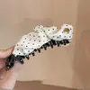 2026 Estilo Coreano Lujo Ligero Gama Alta Rosa Suave Blanco Conejo de Terciopelo Suave Lindo Lunares Rosas Pinza de Plátano Lindo Accesorio para el Cabello