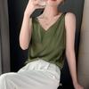 Chaleco de satén de seda con tirantes para mujer, nuevo chaleco de verano ajustado con cuello en V, corto, elegante, interior, moderno y corto.