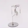 Exquisito Regalo Acero Inoxidable Vela de Aromaterapia Bandeja Redonda Delgada 9.5cm Adorno de Navidad Portavelas de Linterna Giratoria