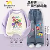 Sudadera de Chicas Cazadoras de Demonios Kpop para Niños Mayores, Conjunto Otoño Invierno con Jeans Forrados de Polar