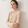 Directamente del Fabricante ~ Suéter de Punto 100% Cachemir Puro sin Costuras con Cuello en U para Mujer, Ajuste Ceñido para Usar como Base y Efecto Adelgazante