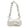 Bolsa de Axila Plegable Dulce de Estilo Coreano Ins Nicho con Lazo para Mujer, Bolso de Hombro Cruzado de Alta Gama Versátil