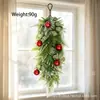 Folhas de pinho de plástico de Natal, plantas verdes artificiais, galhos de pinho, flores artificiais, bolas de Natal, acessórios para guirlanda, pingentes decorativos