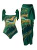 Amazon 2023 Europeia e Americana Nova Edição Fixa Impressa Duas Peças One-Piece Swimsuit Conservador Coberto Hip Skirt Spot Swimsuit