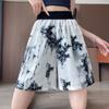 Calça de Seda Gelada de Cintura Alta com Barra Larga para Mulheres, Estilo Fino de Verão com Estampa de Tinta, Caimento Solto, Emagrecimento, Calças de Cinco Pontos Confortáveis para Mulheres
