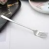 Cuchara Hogar Acero Inoxidable 304 Vajilla Cuchara de Té Creativa Cuchara de Postre Cabeza Redonda Estilo Coreano Mango Largo Cuchara para Bibimbap Cuchara de Mesa