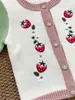 Nuevo Estilo Cárdigan de Punto para Niñas 100% Algodón Puro Otoño y Primavera Suéter Resistente para Niñas con Bordado y Bloques de Color Cárdigan de Punto para Bebé