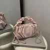 Bolso de mano para mujer, color sólido, plisado, 2025, gran capacidad, moderno, a la moda, casual, con cadena, color sólido, bolso de hombro cruzado