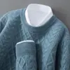 Nova coleção outono e inverno: Suéter 100% lã para homens, gola redonda, espesso, casual, versátil, top de malha para usar por baixo