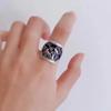 Anillo ajustable de estilo retro chino con diseño de urraca y flor de ciruelo, abierto y ancho, estilo étnico, de moda nacional para mujer, anillo artesanal de epoxi