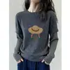 Camiseta de Manga Larga Rayada de Terciopelo Cepillado Falsa de Dos Piezas para Mujer, Estilo Ins Europeo, Diseño de Alta Gama, Gris Oscuro, Top que Reduce la Edad