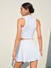 Conjunto de Tênis Feminino Roupa Externa Gola Polo Verão Zíper Frontal Com Bojo Badminton Golfe Saia Esportiva