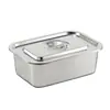 Exclusivo para ventas transfronterizas: Tina rectangular profunda de acero inoxidable 304, charola rectangular para helado, charola cuadrada comercial con tapa