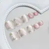 Olho de Gato Tridimensional Flor Dourada Estilo Francês Suave Clareador Versátil Estilo Ins Europeu e Americano Unhas Postiças Removíveis 24 Peças