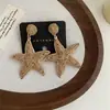 Estilo Ins Bohemio de Vacaciones Pendientes Redondos de Paja Hechos a Mano Pendientes para Foto en la Playa de Mujer Anillo de Oreja de Moda