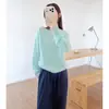 Suéter de lã polar verde menta para mulheres, nova coleção de outono 2026, estilo solto e casual, pulôver com gola redonda, malha de base