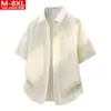 Moda Masculina Estilo Hong Kong Verão Estampa Xadrez Gola Quadrada Manga Curta Tamanho Plus Size Solta Casual Camisa