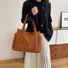 Cross-border nova bolsa de ombro de grande capacidade saco de tote corduroy japonês simples bolsa de estilo universitário bolsa de lona feminina