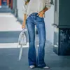 Venta Directa de Fábrica Otoño 2022 Nuevos Jeans Multicolor para Mujer Transfronterizos Europeos y Americanos Nuevos Pantalones Acampanados Elásticos de Cintura Alta