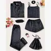 Conjunto Delgado Tipo Seda de 7 Piezas para Todas las Estaciones, Cárdigan para Mujer, Estilo Camisola Delgado de Seda de Hielo, Ropa de Casa Estilo Cereza y Fresa
