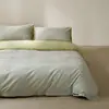 Juego de Cama de Cuatro Piezas de Algodón Puro Cepillado Espeso de Alta Gama, Hilo 60S, 100% Algodón, Ropa de Cama de Lujo Ligero, Funda de Edredón de Color Sólido