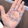 Pulseira Infantil de Cristal Colorido Estilo Novo Japonês e Coreano Transfronteiriça Fofa para Estudante Feminina Liga de Zinco Cartoon Pulseira de Contas de Vidro