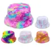 Chapéu de Pescador de Pelúcia Grossa Colorido Arco-Íris Tie-Dye Gradiente Tendência Versátil Outono/Inverno 2026 Chapéu Balde de Pelo Feminino