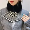 Bufanda de lana tejida de felpa con costuras cruzadas para mujer, cuello cálido de invierno, protección para el cuello de estudiante con estilo coreano