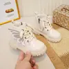 Botas Martin infantis, nova coleção outono/inverno 2026, botas de couro para meninas, estilo britânico, botinhas simples para bebê, coturnos, botas curtas com asas