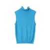 Chaleco de Punto Delgado para Mujer Oufan con Cuello Fruncido, Estilo Coreano Casual de Otoño sin Mangas 11445