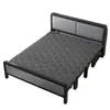 Cama plegable para uso doméstico, cama doble con estructura de hierro y colchón, cama sencilla para viviendas de alquiler, cama de tablero duro, cama para siesta en la oficina, cama individual