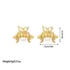 Brincos europeus e americanos simples de aço titânio banhados a ouro 18K não desbotam estilo INS de alto padrão temperamento da moda brincos retrô atacado
