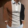 Comércio exterior Camisa polo masculina transfronteiriça Outono e inverno masculino europeu e americano Impressão digital masculina de lapela masculina camisa polo manga comprida