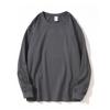 Camiseta Masculina de Algodão Puro Pesado Espessado Off-Shoulder de Manga Longa 260g Gola Redonda Cor Sólida Top Camisa de Base Solta com Bordado e Estampa