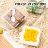 Caja Transparente Cuadrada para Postres, Rollos de Pastel Tiramisú, Versión Especial con Tapa Alta y Cuchara, Caja de Empaque para Alimentos Horneados