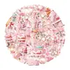 Pegatinas de material transparente de color rosa claro de 50 dibujos animados transfronterizos, decorativas para libro de mano, DIY, carcasa de teléfono móvil, taza, pegatinas PET