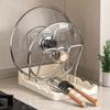 Soporte para Tapa de Olla Color Gunmetal Estante de Almacenamiento para Encimera de Cocina Soporte Doméstico para Espátula Organizador Multifuncional de Almacenamiento con Drenaje para Tapa de Olla
