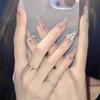 Uñas Portátiles Estilo Francés con Diseño de Mariposa Brillante, Arte de Uñas Portátiles Hecho a Mano, Set de 24 Piezas, Fuente Directa