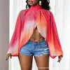 Top casual holgado de gasa transparente para mujer, estilo verano nuevo, transfronterizo europeo y americano