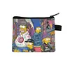 Cartera de monedas de dibujos animados Los Simpsons, bolsa de monedas con cremallera de poliéster, bolsa pequeña para guardar auriculares y llaves de estudiante al por mayor